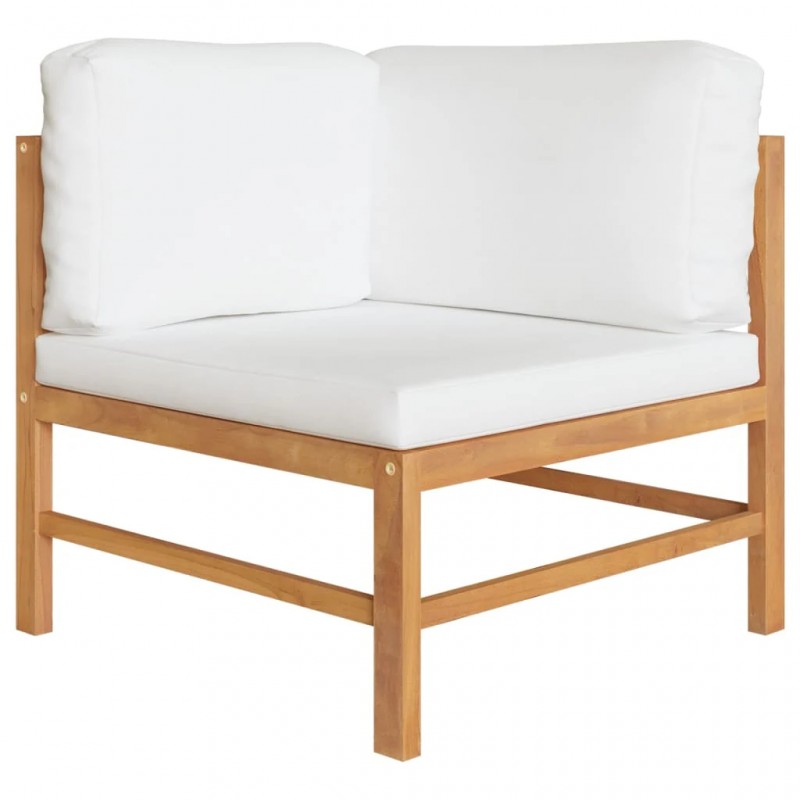 3-Seater Garden Sofa with Cream Cushions Solid Teak Wood 3-Seater Garden Sofa with Cream Cushions Solid Teak Wood
