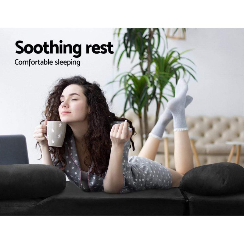 Artiss Lounge Sofa Bed 2-seater Charcoal Suede Artiss Lounge Sofa Bed 2-seater Charcoal Suede