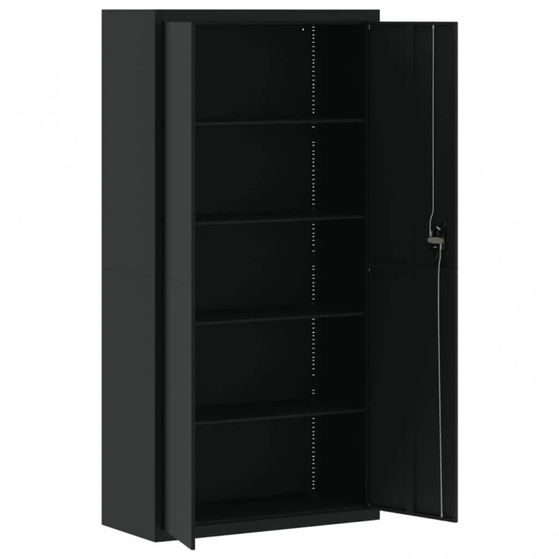 File Cabinet Black 90x40x180 cm Steel File Cabinet Black 90x40x180 cm Steel