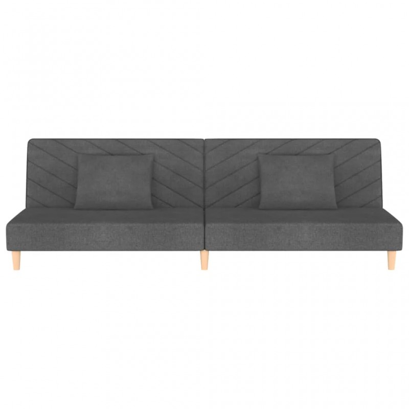 2-Seater Sofa Bed with Two Pillows Dark Grey Fabric 2-Seater Sofa Bed with Two Pillows Dark Grey Fabric