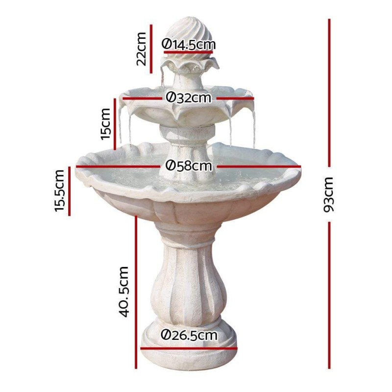 Gardeon Solar Water Feature 3 Tiers Ivory 93cm Gardeon Solar Water Feature 3 Tiers Ivory 93cm