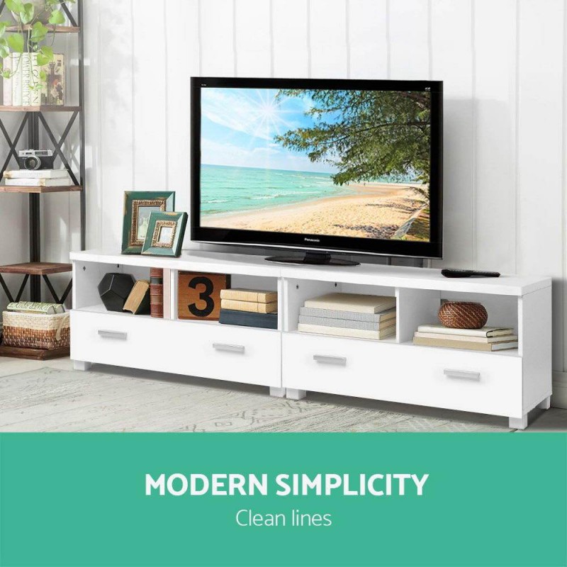 Artiss TV Cabinet Entertainment Unit 180cm White Eddie Artiss TV Cabinet Entertainment Unit 180cm White Eddie