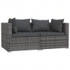 2-Seater Sofa with Cushions Grey Poly Rattan