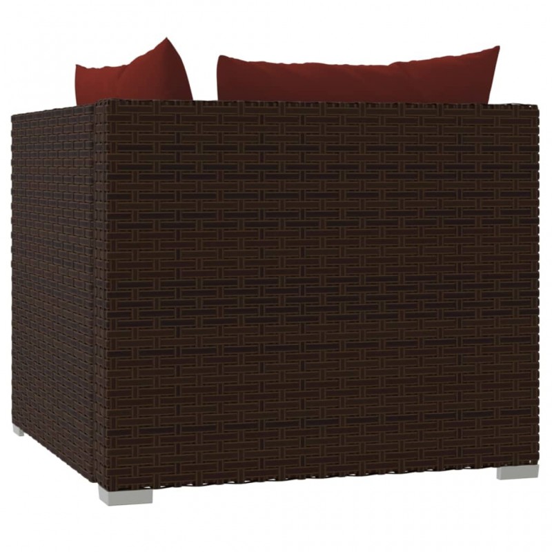 2-Seater Sofa with Cushions Brown Poly Rattan 2-Seater Sofa with Cushions Brown Poly Rattan