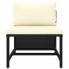 3-Seater Garden Sofa with Cushions Black Poly Rattan