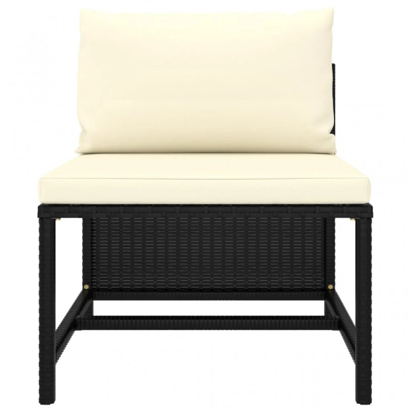 3-Seater Garden Sofa with Cushions Black Poly Rattan 3-Seater Garden Sofa with Cushions Black Poly Rattan