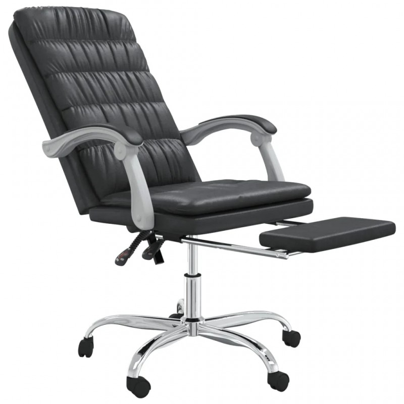 Reclining Office Chair Black Faux Leather Reclining Office Chair Black Faux Leather