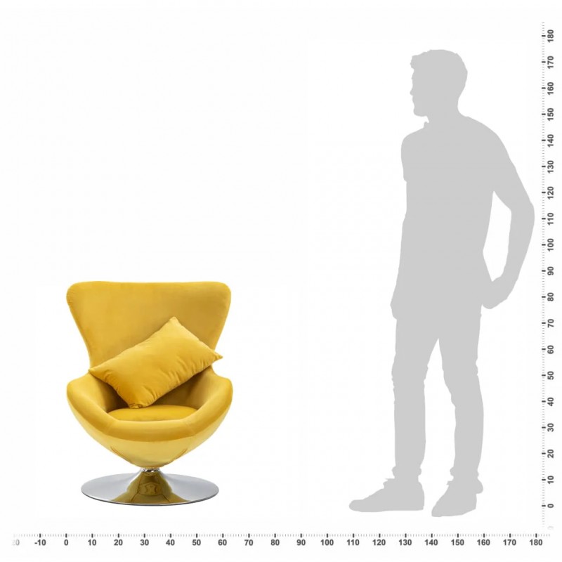 Swivel Egg Chair with Cushion Yellow Velvet Swivel Egg Chair with Cushion Yellow Velvet
