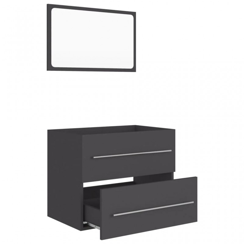 2 Piece Bathroom Furniture Set Grey Engineered Wood 2 Piece Bathroom Furniture Set Grey Engineered Wood