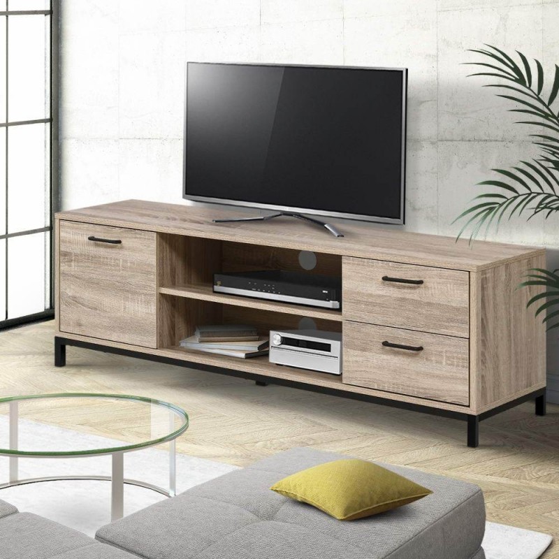 Artiss TV Cabinet Entertainment Unit 132cm Pine Tania Artiss TV Cabinet Entertainment Unit 132cm Pine Tania
