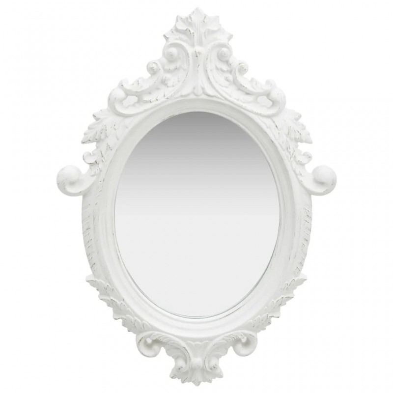 Wall Mirror Castle Style 56x76 cm White Wall Mirror Castle Style 56x76 cm White