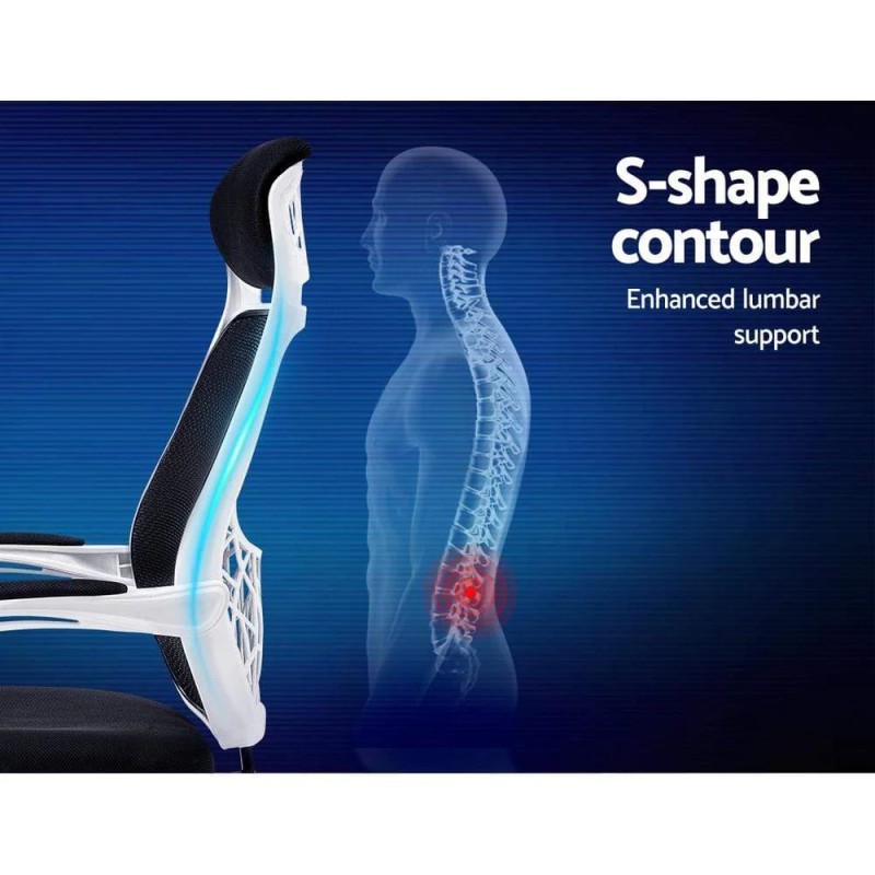 Artiss Mesh Office Chair Recliner Black White Artiss Mesh Office Chair Recliner Black White