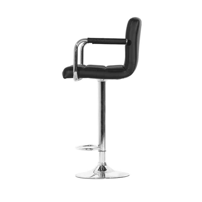 Artiss 4x Bar Stools Leather Gas Lift w/Armrest Black Artiss 4x Bar Stools Leather Gas Lift w/Armrest Black