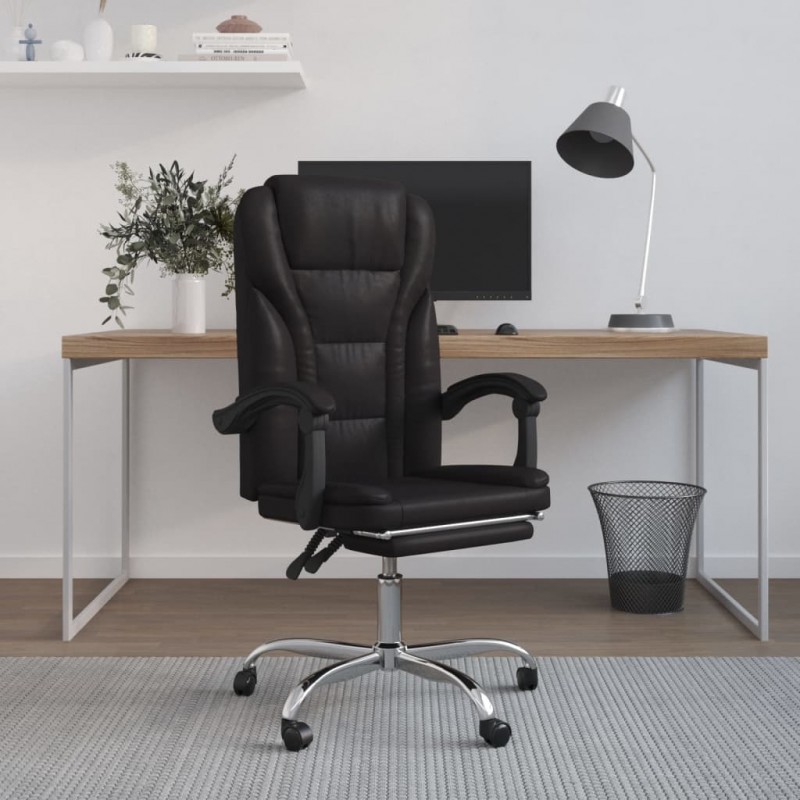 Reclining Office Chair Black Faux Leather Reclining Office Chair Black Faux Leather