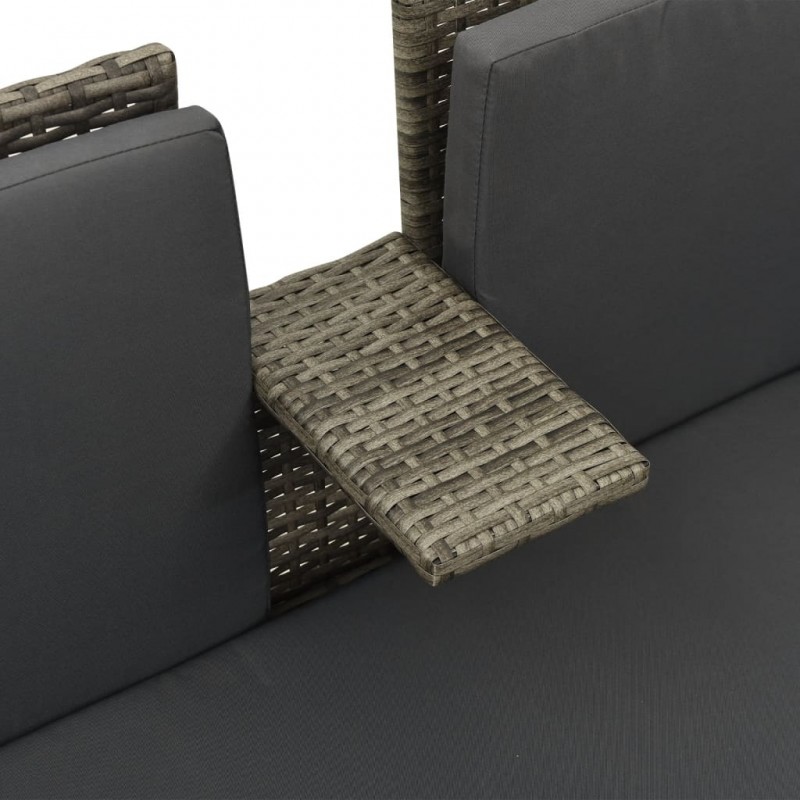 3 Piece Garden Lounge Set with Cushions Poly Rattan Grey 3 Piece Garden Lounge Set with Cushions Poly Rattan Grey