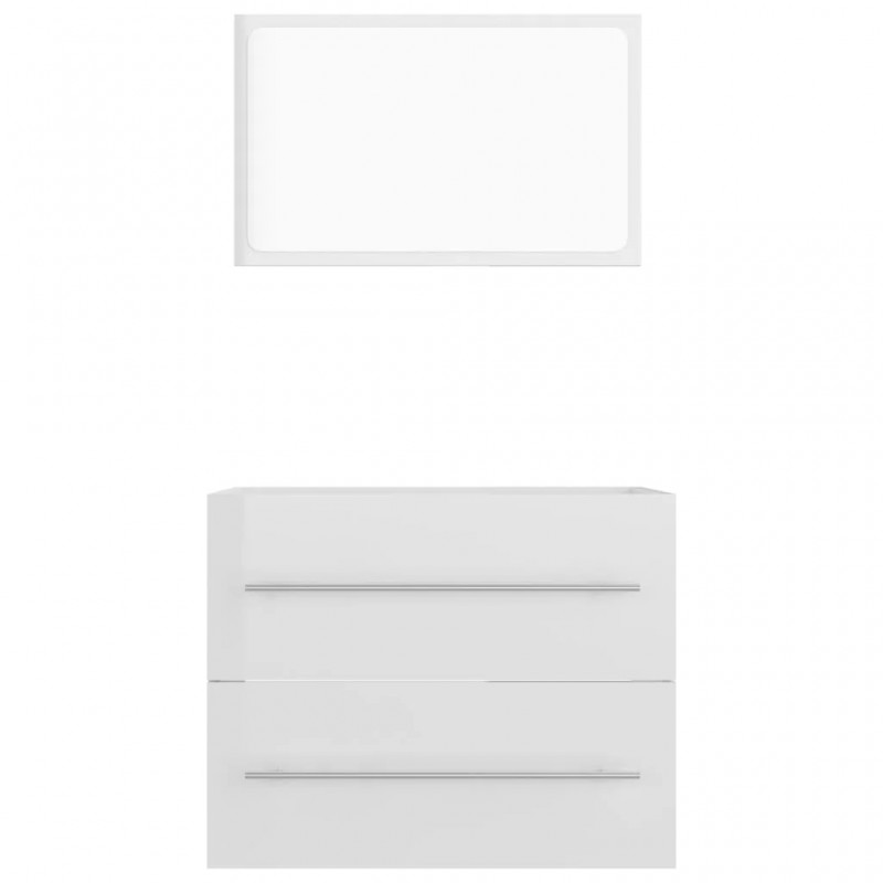 2 Piece Bathroom Furniture Set High Gloss White Engineered Wood 2 Piece Bathroom Furniture Set High Gloss White Engineered Wood