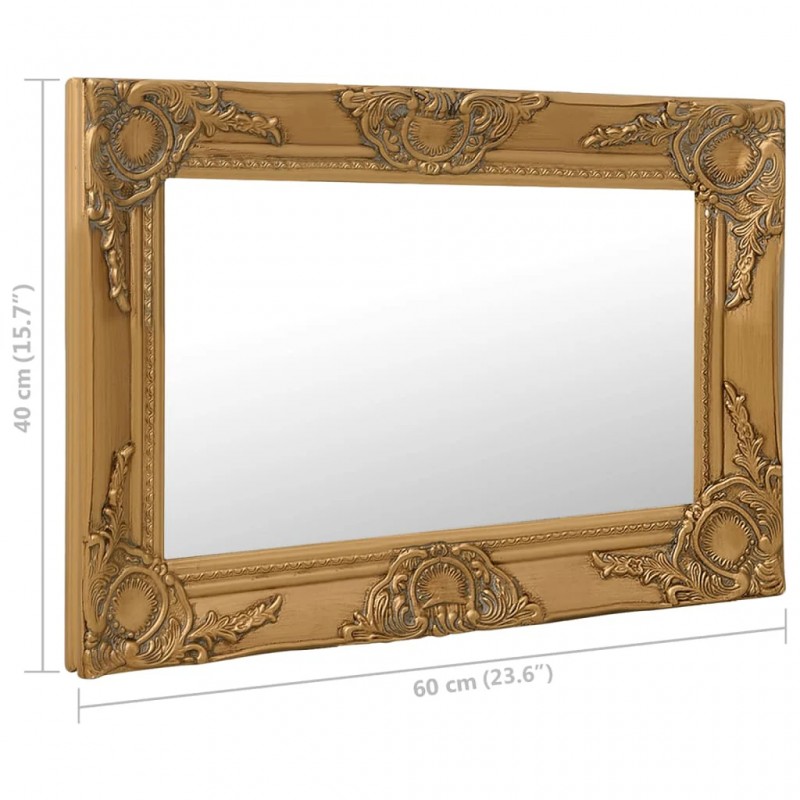 Wall Mirror Baroque Style 60x40 cm Gold Wall Mirror Baroque Style 60x40 cm Gold