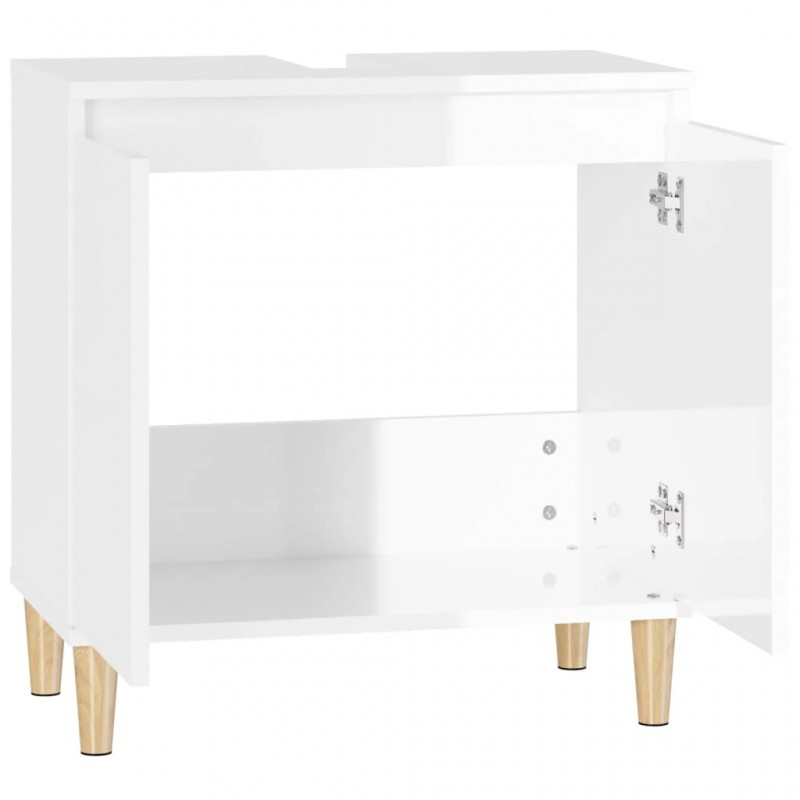 Sink Cabinet High Gloss White 58x33x60 cm Engineered Wood Sink Cabinet High Gloss White 58x33x60 cm Engineered Wood