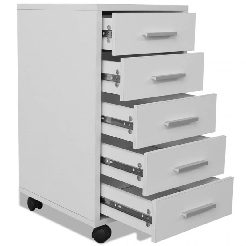 Office Drawer Unit with Castors 5 Drawers White Office Drawer Unit with Castors 5 Drawers White