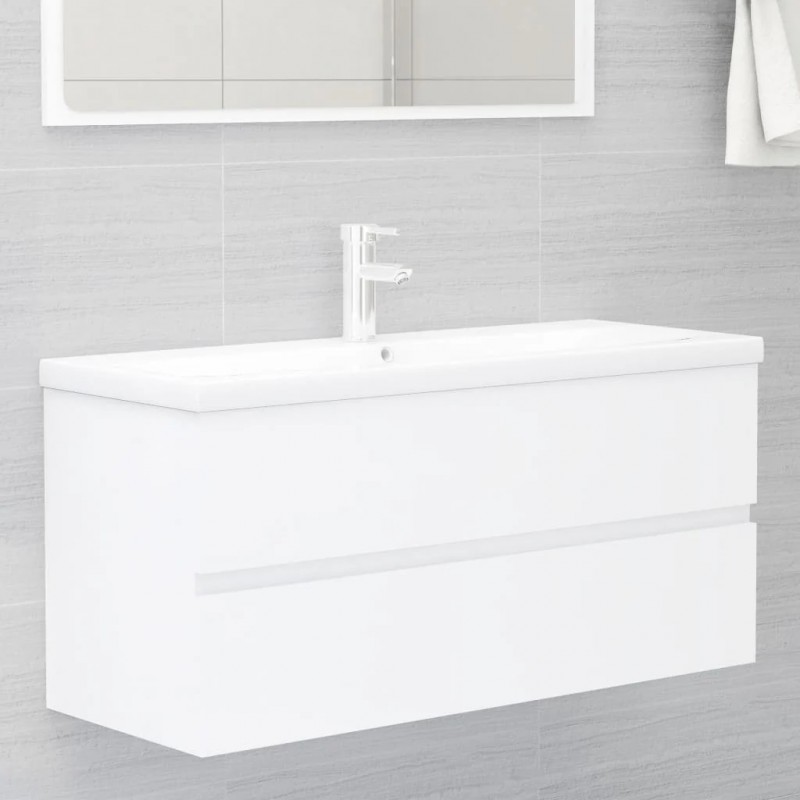 2 Piece Bathroom Furniture Set White Engineered Wood 2 Piece Bathroom Furniture Set White Engineered Wood