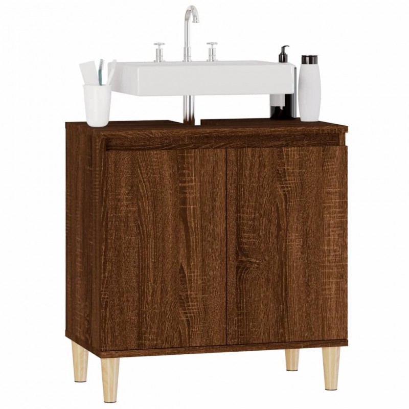 Sink Cabinet Brown Oak 58x33x60 cm Engineered Wood Sink Cabinet Brown Oak 58x33x60 cm Engineered Wood