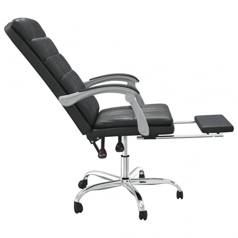 Reclining Office Chair Black Faux Leather Reclining Office Chair Black Faux Leather