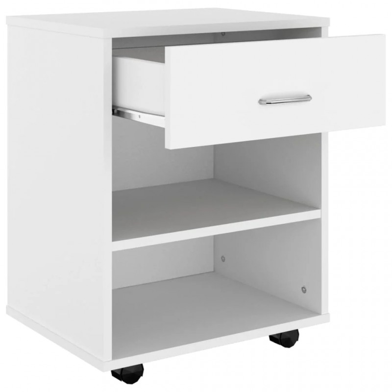 Rolling Cabinet White 46x36x59 cm Engineered Wood Rolling Cabinet White 46x36x59 cm Engineered Wood