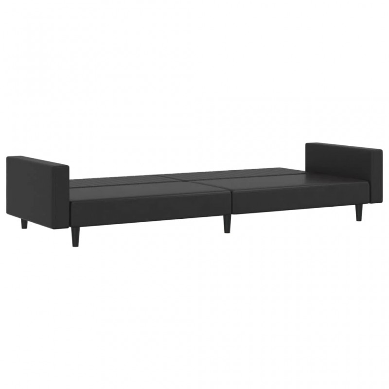 2-Seater Sofa Bed Black Faux Leather 2-Seater Sofa Bed Black Faux Leather