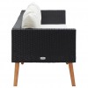 3-Seater Garden Sofa with Cushions Poly Rattan Black
