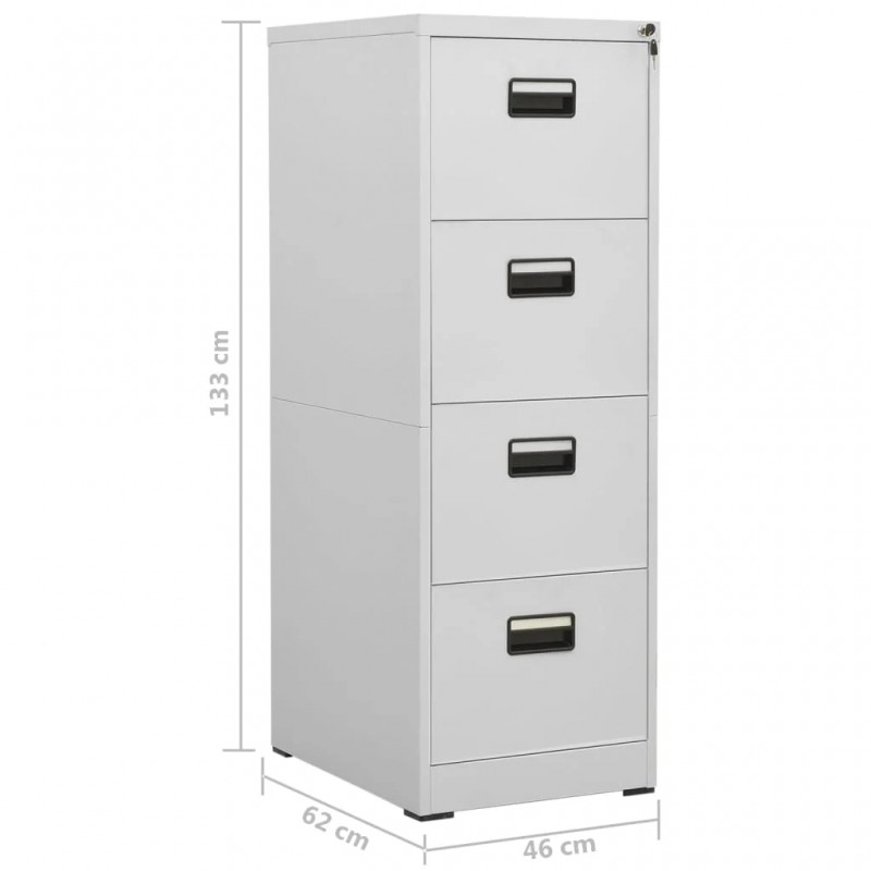 Filing Cabinet Light Grey 46x62x133 cm Steel Filing Cabinet Light Grey 46x62x133 cm Steel