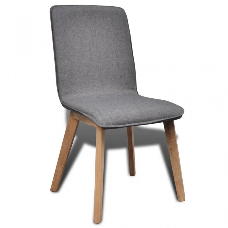 Dining Chairs 6 pcs Light Grey Fabric and Solid Oak Wood (241153+241154) Dining Chairs 6 pcs Light Grey Fabric and Solid Oak Wood (241153+241154)