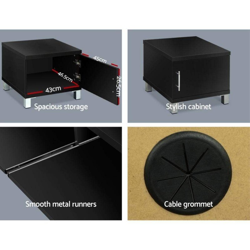 Artiss TV Cabinet Entertainment Unit 190cm Black Danson Artiss TV Cabinet Entertainment Unit 190cm Black Danson