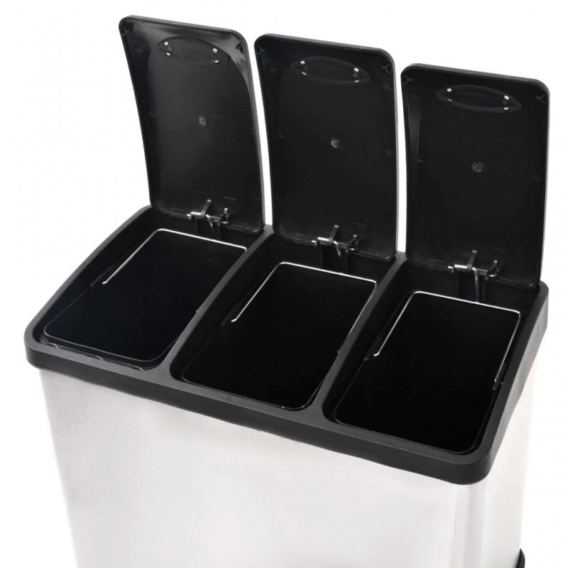 Recycling Pedal Bin Garbage Trash Bin Stainless Steel 24 L Recycling Pedal Bin Garbage Trash Bin Stainless Steel 24 L