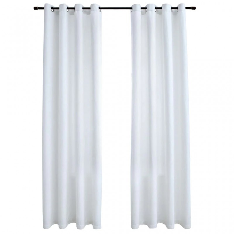 Blackout Curtains with Metal Rings 2 pcs Off White 140x245 cm Blackout Curtains with Metal Rings 2 pcs Off White 140x245 cm