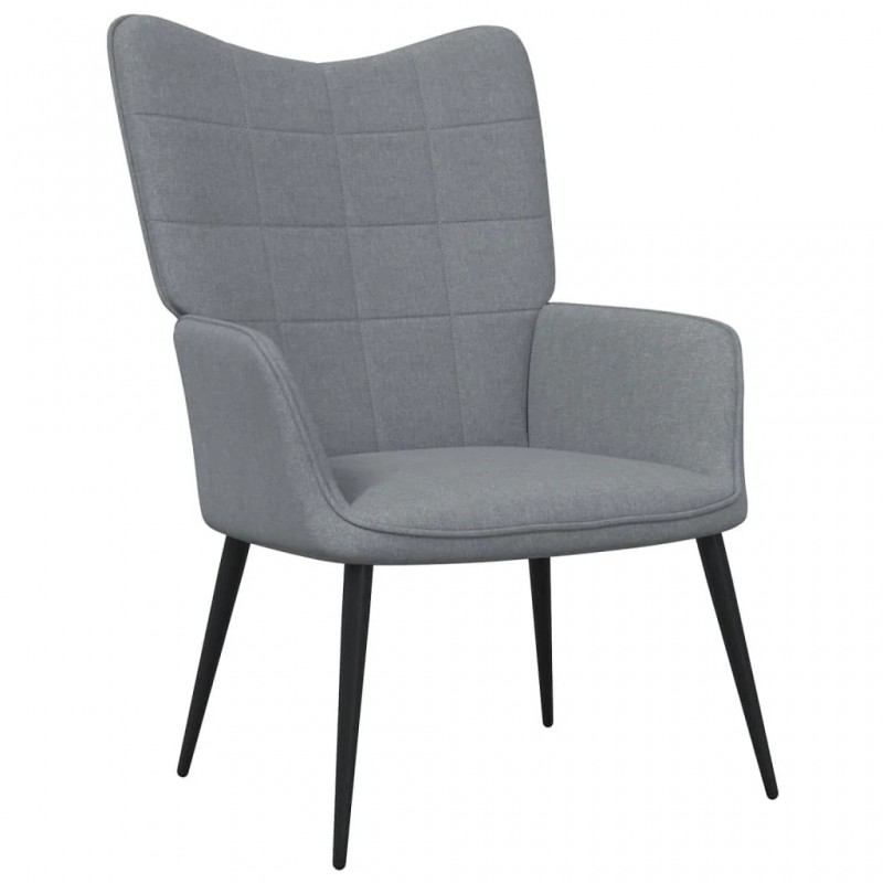 Relaxing Chair with a Stool Light Grey Fabric Relaxing Chair with a Stool Light Grey Fabric