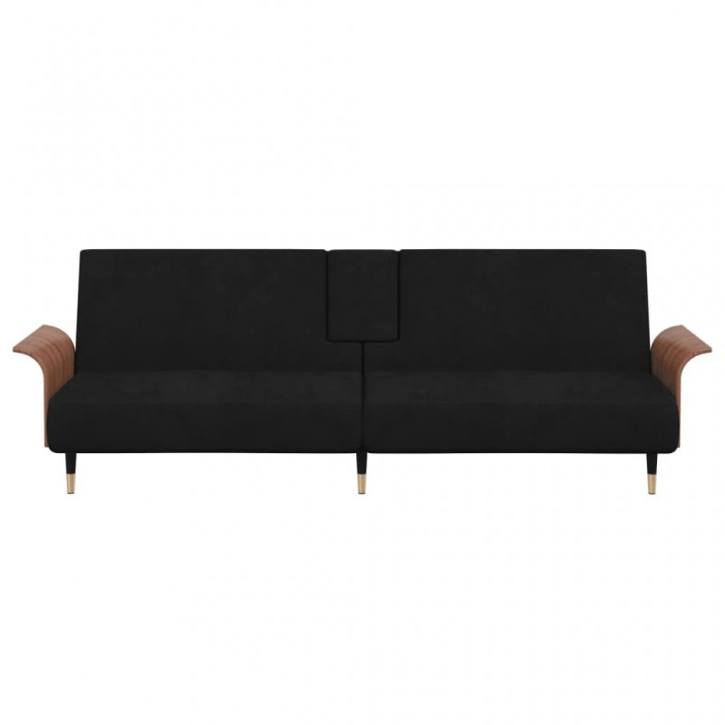 Sofa Bed with Cup Holders Black Velvet Sofa Bed with Cup Holders Black Velvet