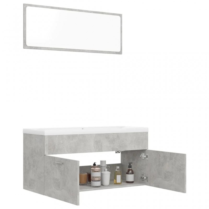 Bathroom Furniture Set Concrete Grey Engineered Wood Bathroom Furniture Set Concrete Grey Engineered Wood