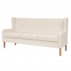 Sofa Set 3 Pieces Fabric Cream White