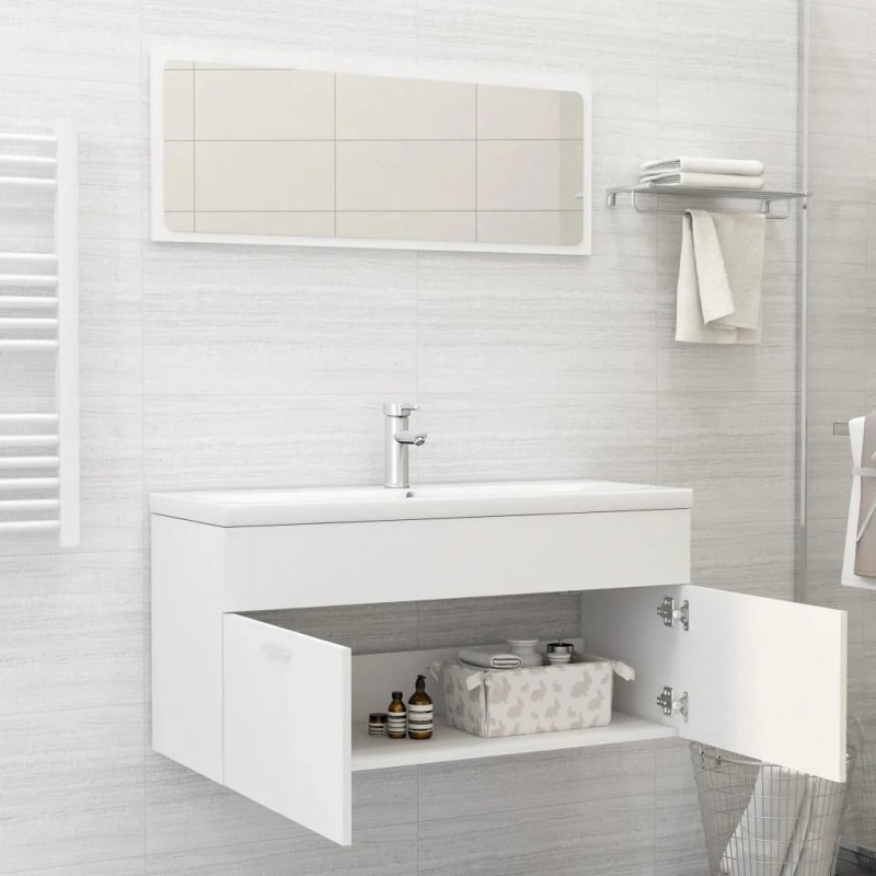 2 Piece Bathroom Furniture Set White Engineered Wood 2 Piece Bathroom Furniture Set White Engineered Wood