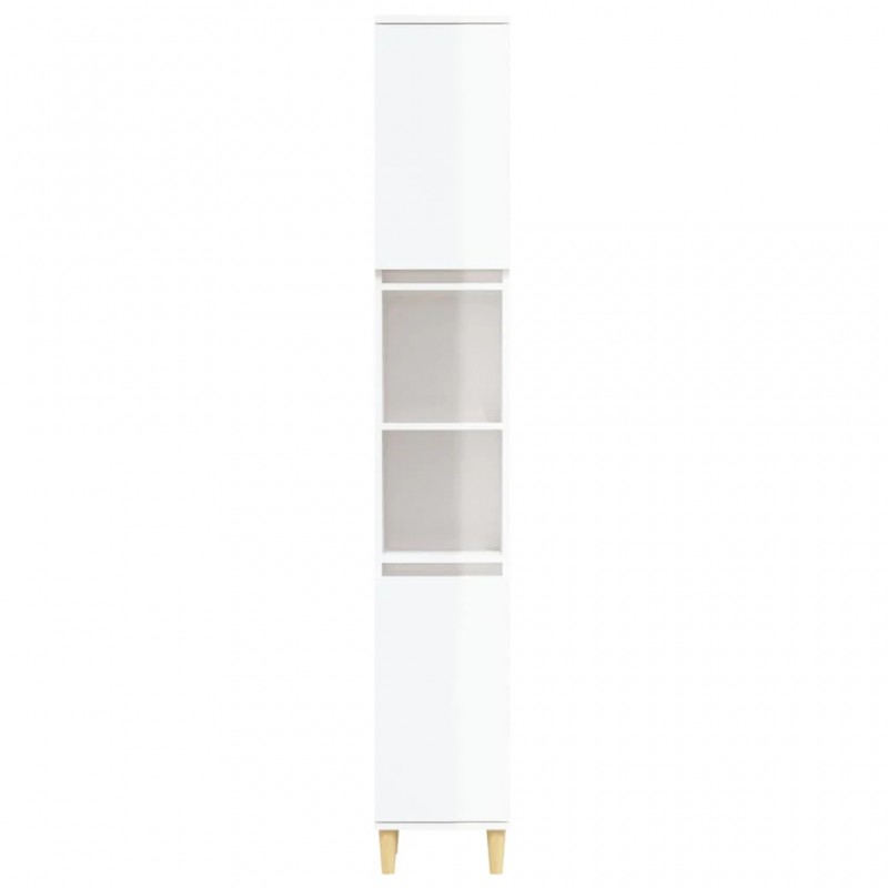 Bathroom Cabinet High Gloss White 30x30x190 cm Engineered Wood Bathroom Cabinet High Gloss White 30x30x190 cm Engineered Wood