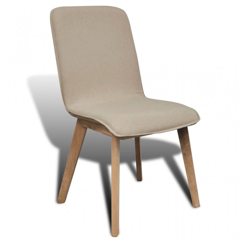 vidaXL Dining Chairs 2 pcs Beige Fabric and Solid Oak Wood vidaXL Dining Chairs 2 pcs Beige Fabric and Solid Oak Wood