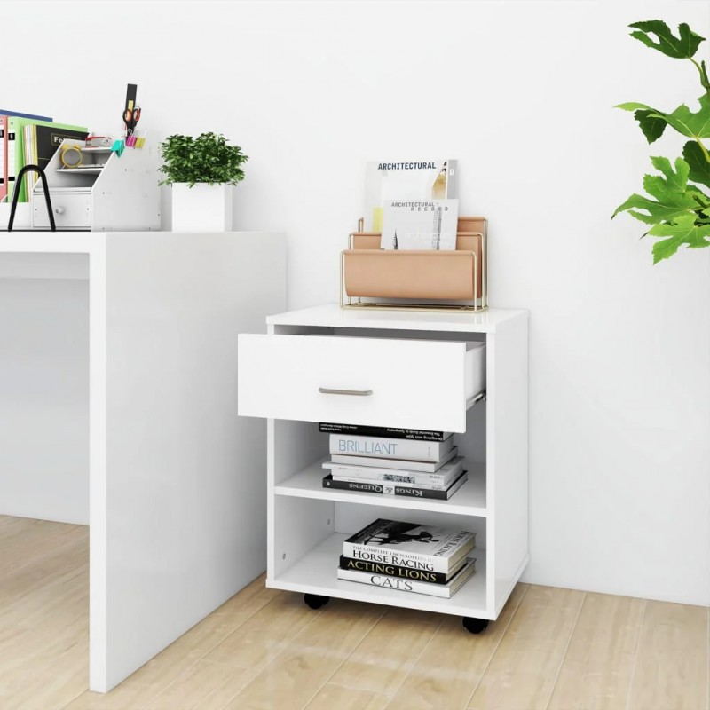 Rolling Cabinet White 46x36x59 cm Engineered Wood Rolling Cabinet White 46x36x59 cm Engineered Wood