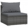 3-Seater Sofa with Cushions Grey Poly Rattan