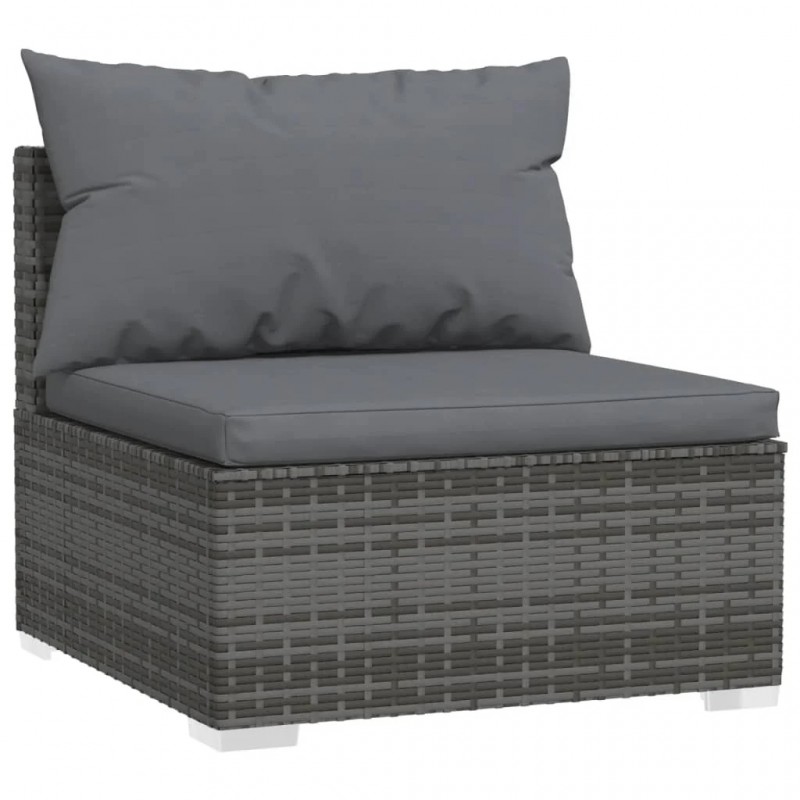3-Seater Sofa with Cushions Grey Poly Rattan 3-Seater Sofa with Cushions Grey Poly Rattan