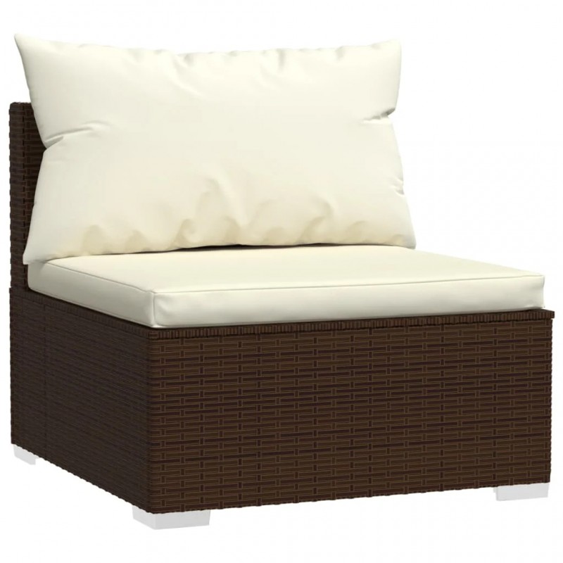 3-Seater Sofa with Cushions Brown Poly Rattan 3-Seater Sofa with Cushions Brown Poly Rattan