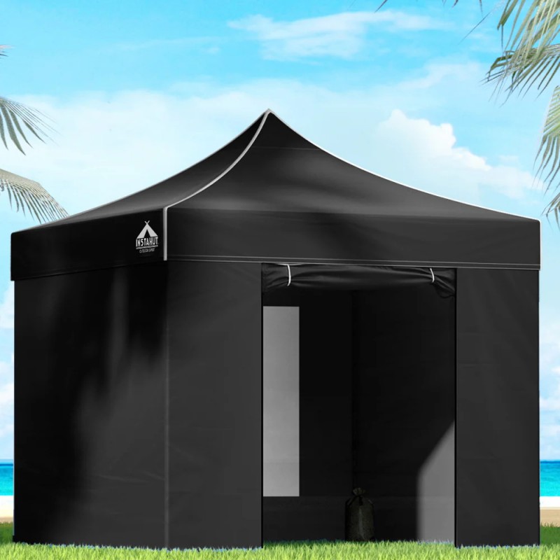 Instahut Gazebo 3x3 Pop Up Marquee Folding Tent Wedding Gazebos Camping Outdoor Shade Canopy Black Instahut Gazebo 3x3 Pop Up Marquee Folding Tent Wedding Gazebos Camping Outdoor Shade Canopy Black