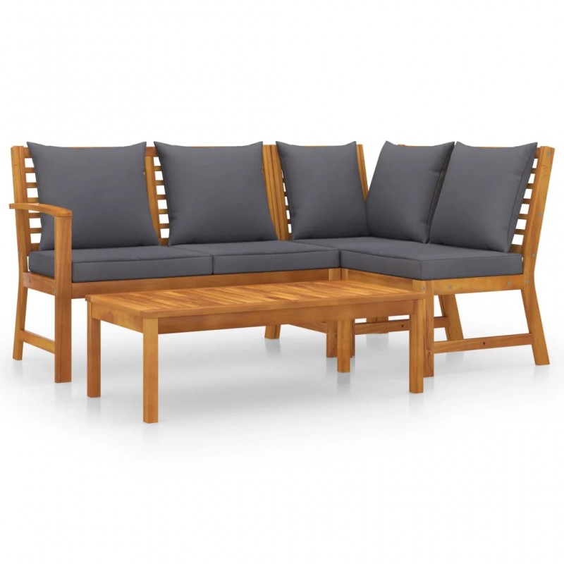 4 Piece Garden Lounge Set with Cushion Solid Acacia Wood 4 Piece Garden Lounge Set with Cushion Solid Acacia Wood