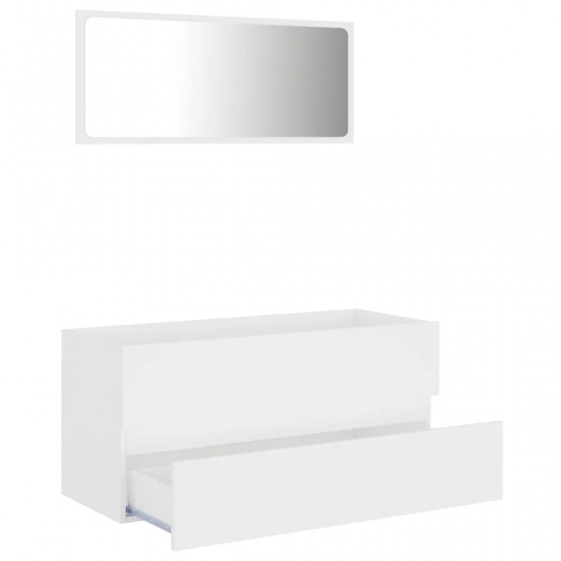 2 Piece Bathroom Furniture Set White Engineered Wood 2 Piece Bathroom Furniture Set White Engineered Wood
