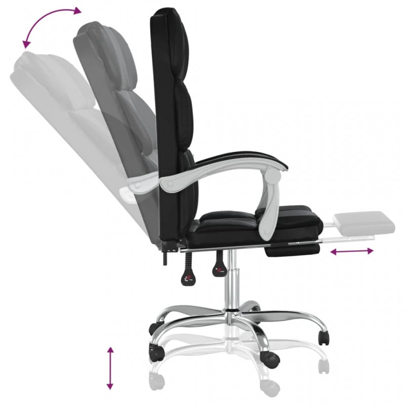 Reclining Office Chair Black Faux Leather Reclining Office Chair Black Faux Leather