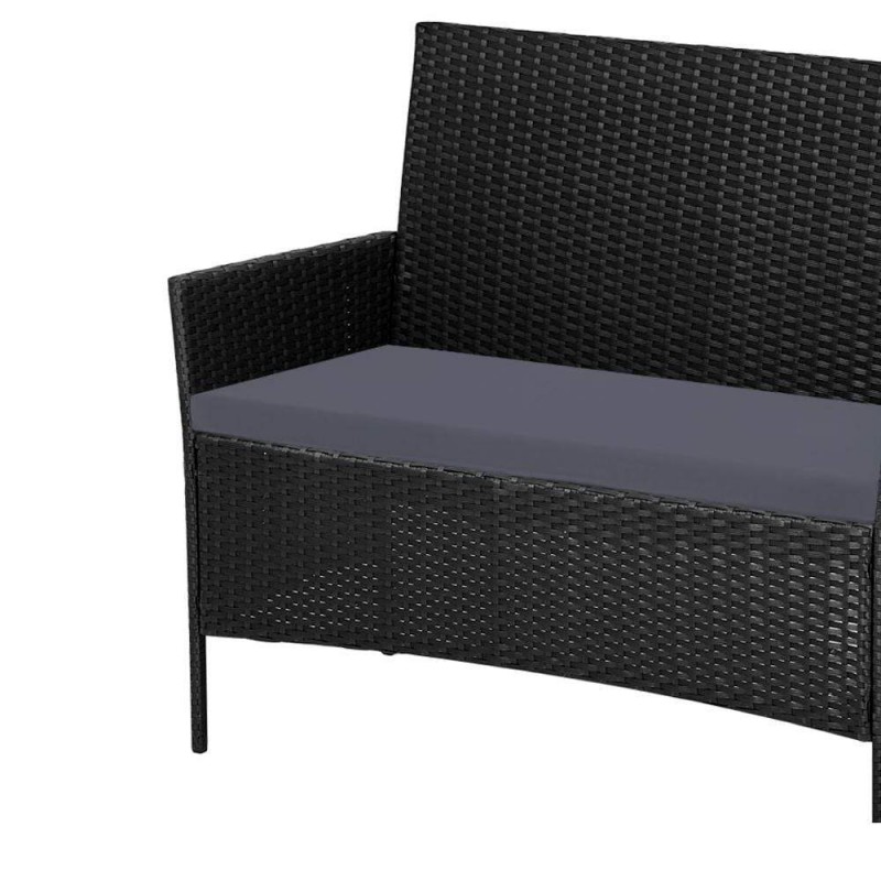 Gardeon 4 Seater Outdoor Sofa Set Wicker Setting Table Chair Furniture Black Gardeon 4 Seater Outdoor Sofa Set Wicker Setting Table Chair Furniture Black